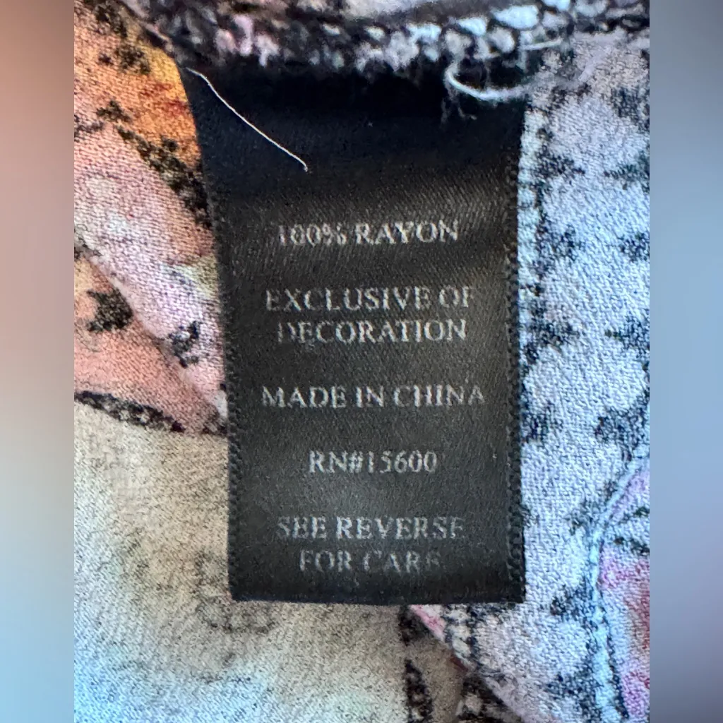 Artesia Boho‎ Long Sleeve Floral Empire Waist Top Black Pink Size XL - Image 6