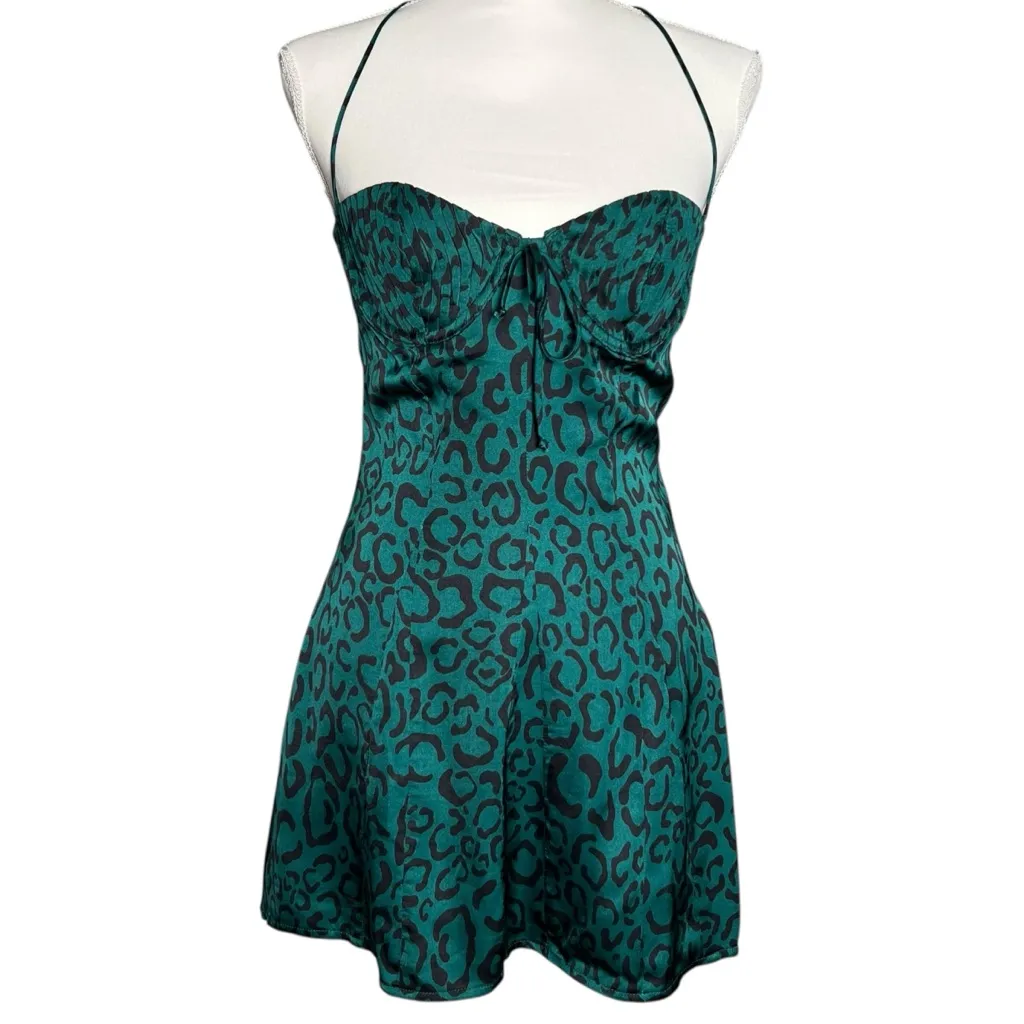For Love & Lemons Wendy Mini Dress Women’s Animal Print Green Size Small - Image 9