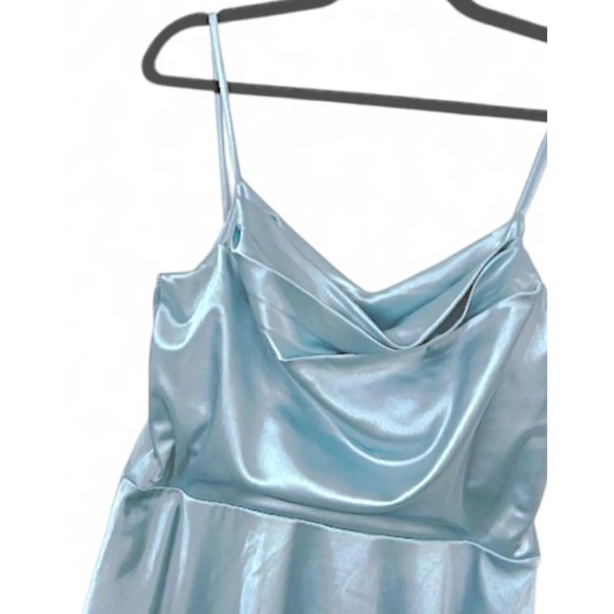 VTG Papaya‎ Blue Satin Mini Dress Sz L Blue Coquette Sweet & Flirty Y2K - Image 5