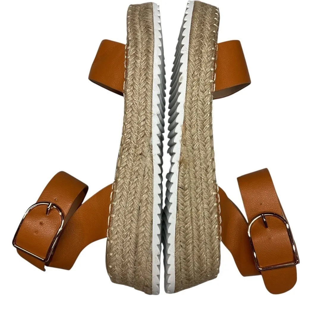 Olivia Miller Beach Open Toe Slingback Espadrille Wedge Sandals Cognac Size 10 - Image 8