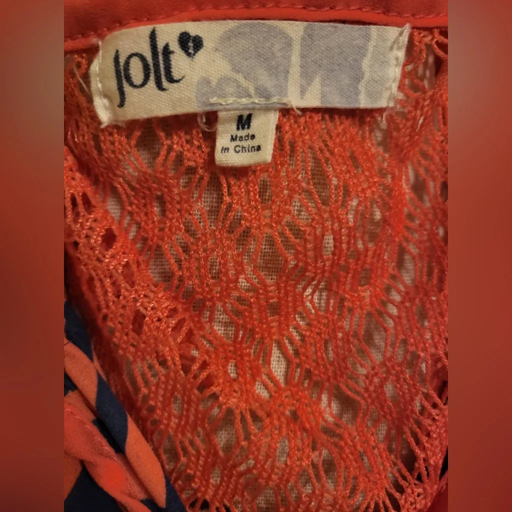 🏁🏁🏁BOGOHO 🏁🏁🏁Jolt Women's Orange and Navy Chevron Top - Image 2