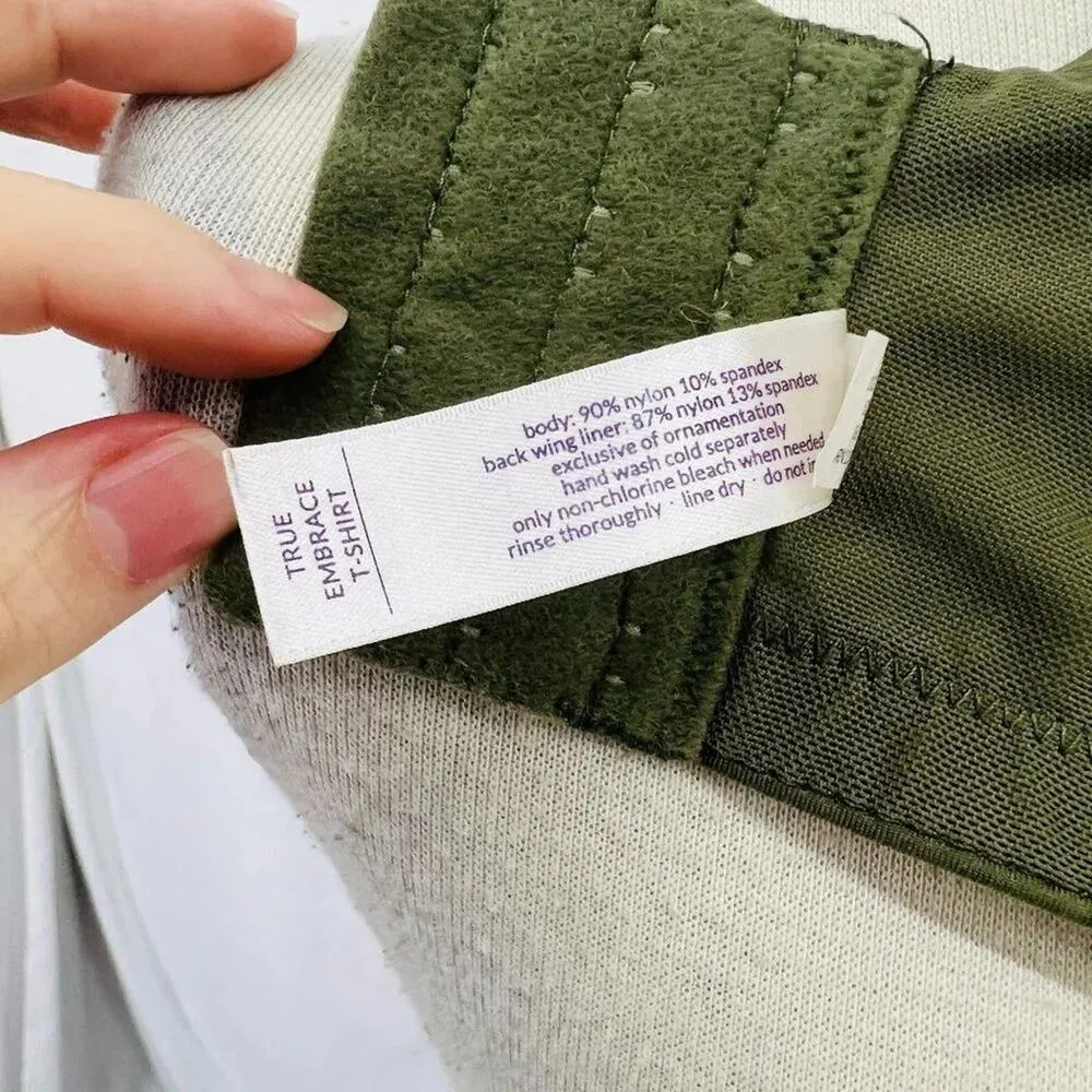 Lane Bryant Cacique True Embrace T-Shirt Bra Green Cream Square Lightly Lined 42 - Image 7