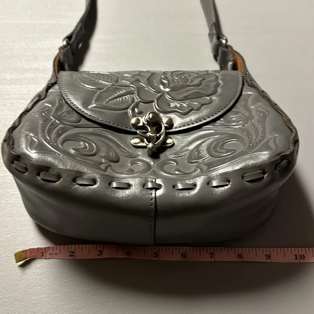 Patricia Nash Rose Tooled Collection Micaela Safflower Blue Leather Purse - Image 13