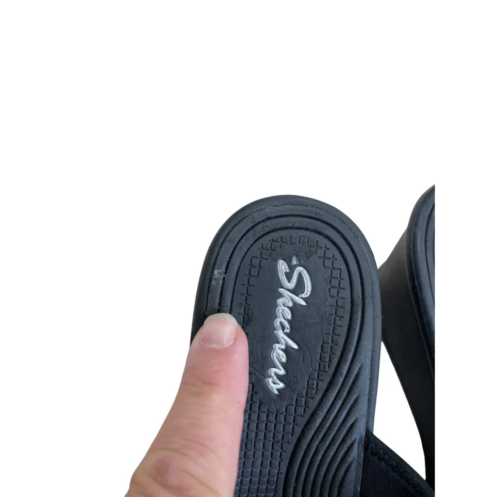 Skechers Womens Black Wedge 2.5" Heel Slip-On Sandals Size 9 SKU 8349 - Image 11