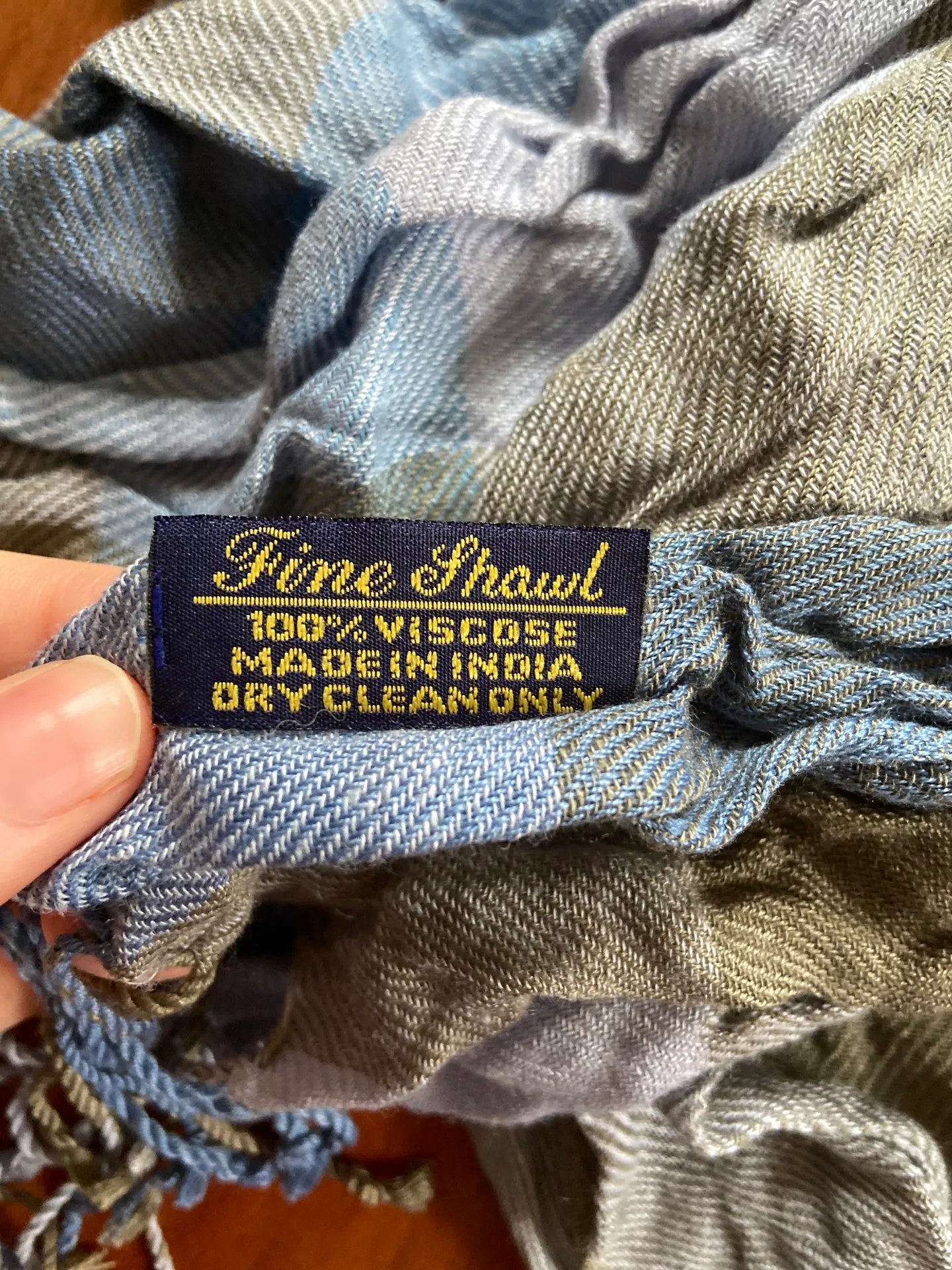 Plaid Print 100% Viscose Fine Shawl Blue - Image 4