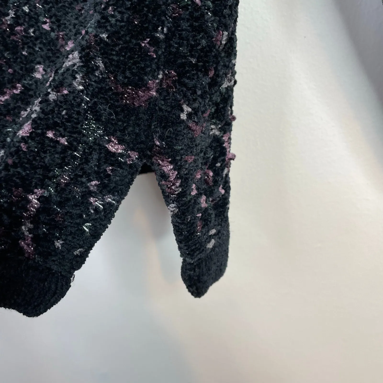 Vintage Icelandic Design Velvet Chenille Zip Up Cardigan Sweater Nordic Womens L Black Size L - Image 3