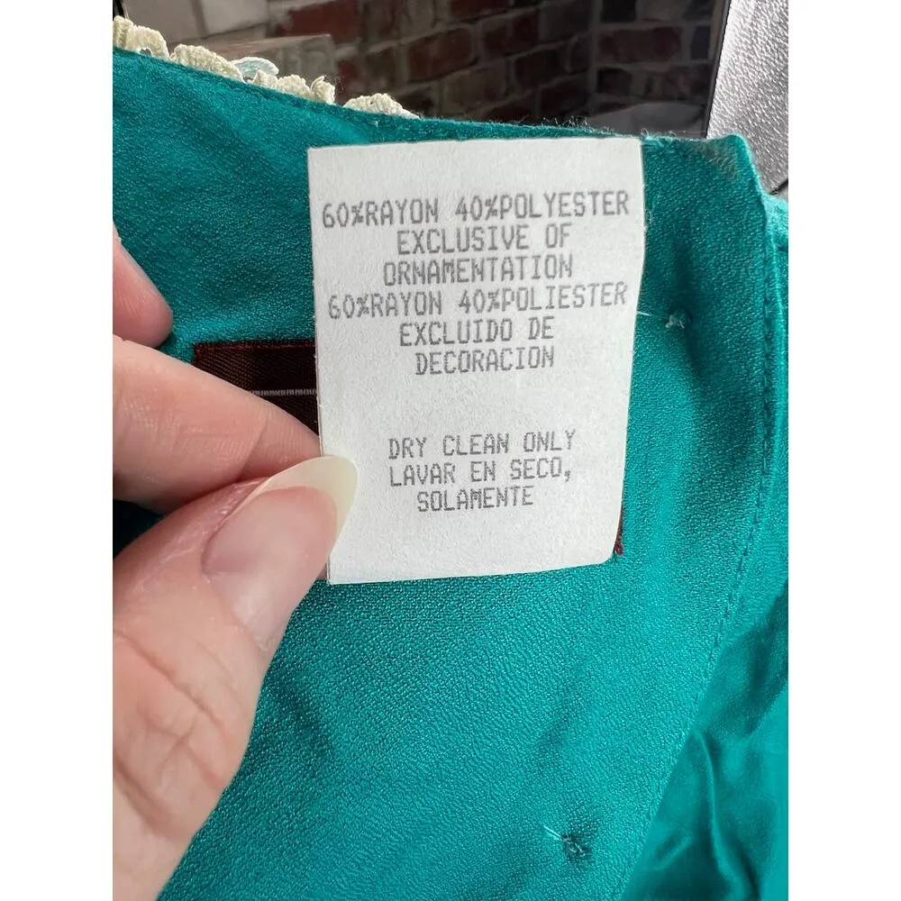 Lisa II shirt dress green lace collar Size 8 - Image 10