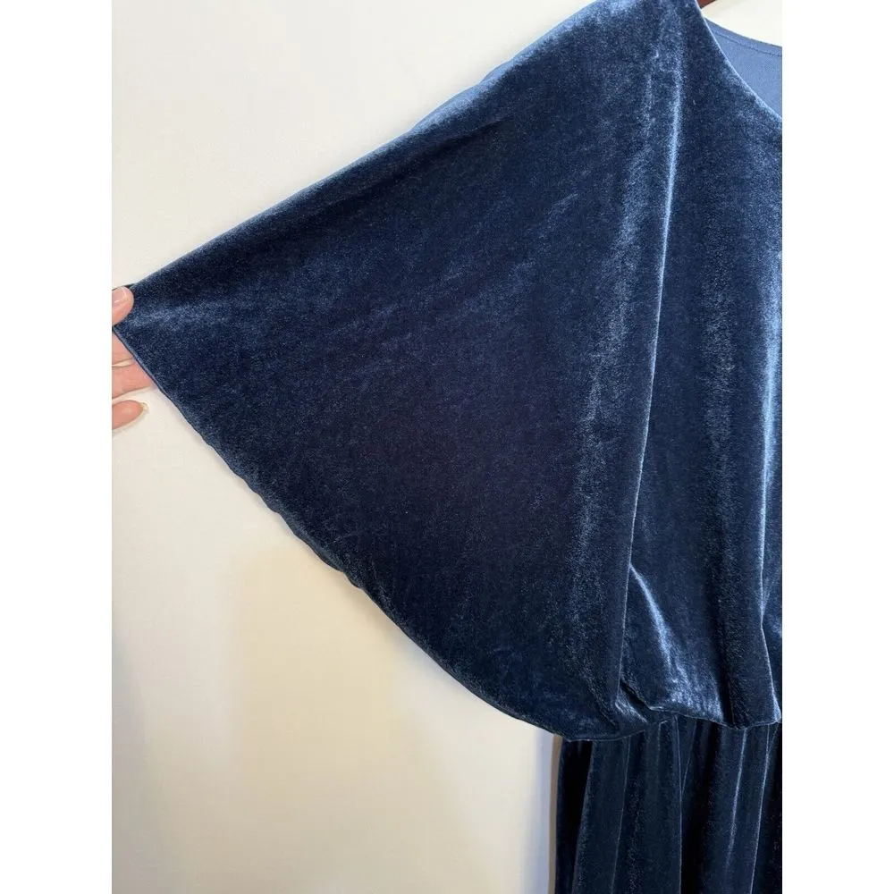 See and Be Seen Deep Blue Velvet‎ Maxi Dress Large Romantic Holiday Party NYE - Image 3