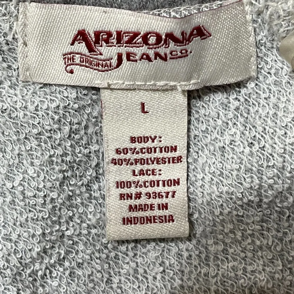 Arizona Jeans Sweatshirt Lace Open Back Long Sleeve Gray Size L Large - Image 4