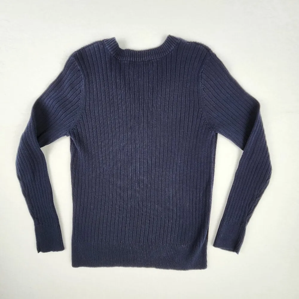 Lauren Jeans Company Women's Long Sleeve Ribbed Sweater Size M Navy Blue - Image 2
