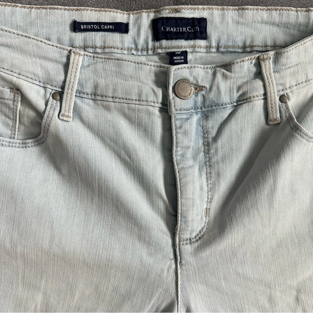 Charter Club Bristol Capri Size 14P Tummy Control Blue Denim - Image 6