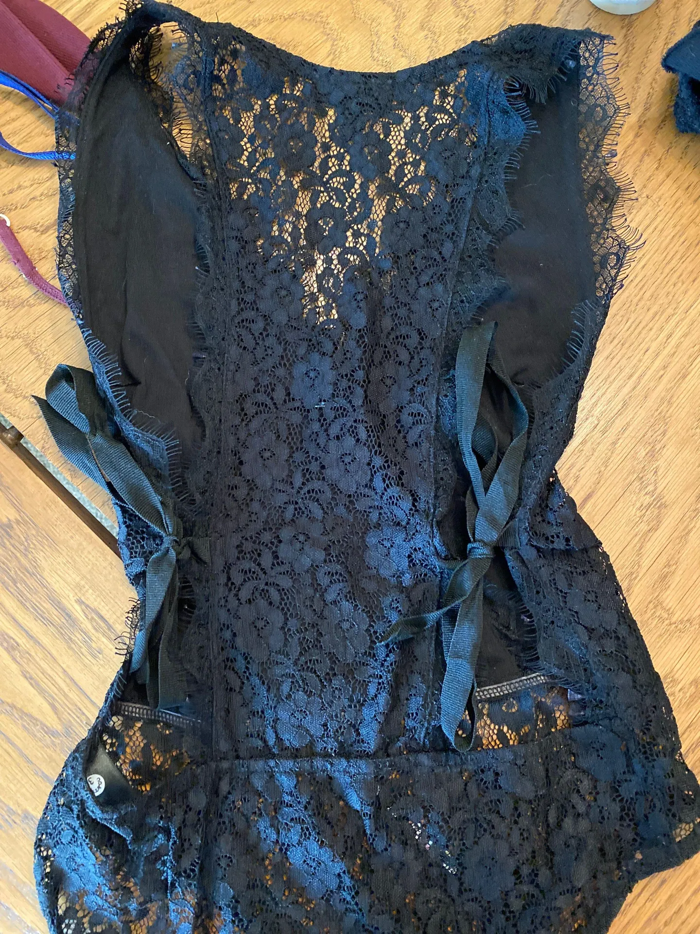 Top Shop Lace Body Suit With Ties On Side  - Image 2