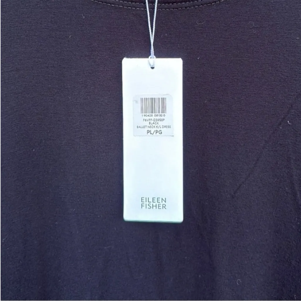 NWT Eileen Fisher Stretch Viscose Jersey
Ballet Neck Dress Black Petite Large - Image 2