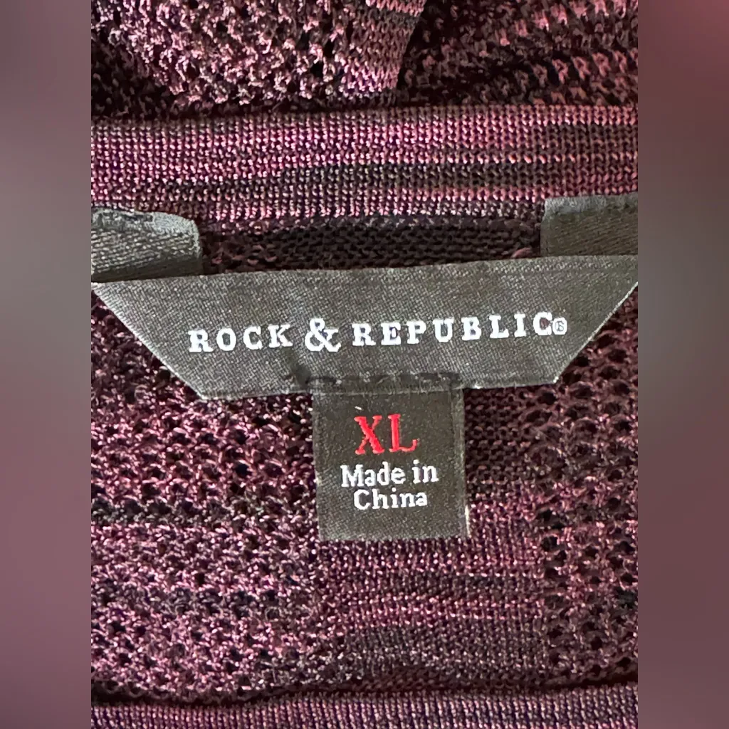 Rock & Republic Womens Asymmetrical Hem Fishnet Top Large Long Sleeve XLarge - Image 5