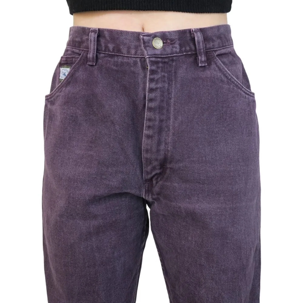 Vintage 90s Wrangler for Women Dark Purple High Waisted Jeans - Image 3