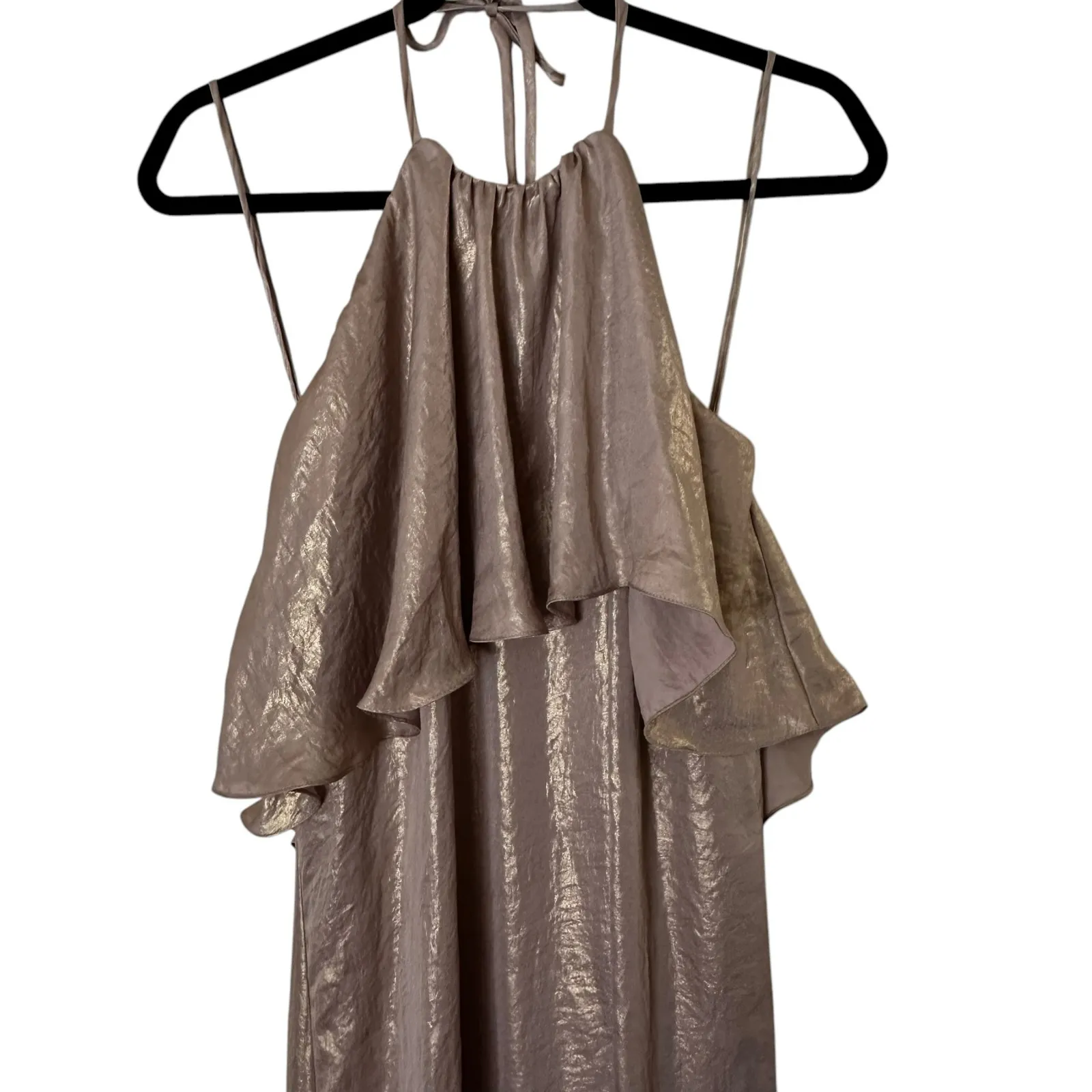 Nouvelle Amsale Lilith Dress in Rose Gold Liquid Metal Chiffon Size M - Image 6