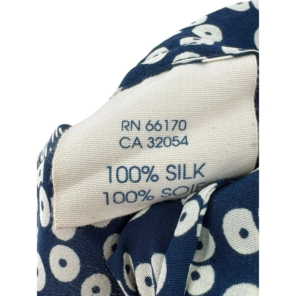 Anthropologie Edme & Esyllte 100%‎ Silk Blue Print Wide Leg Pant Sz 2 Relaxed - Image 6