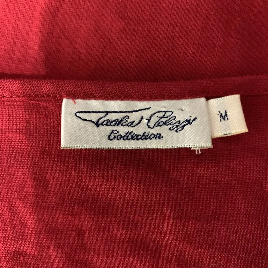 Tasha Polizzi Womens Top Medium Red Embroidered 34 Sleeve Linen Western Rodeo - Image 5