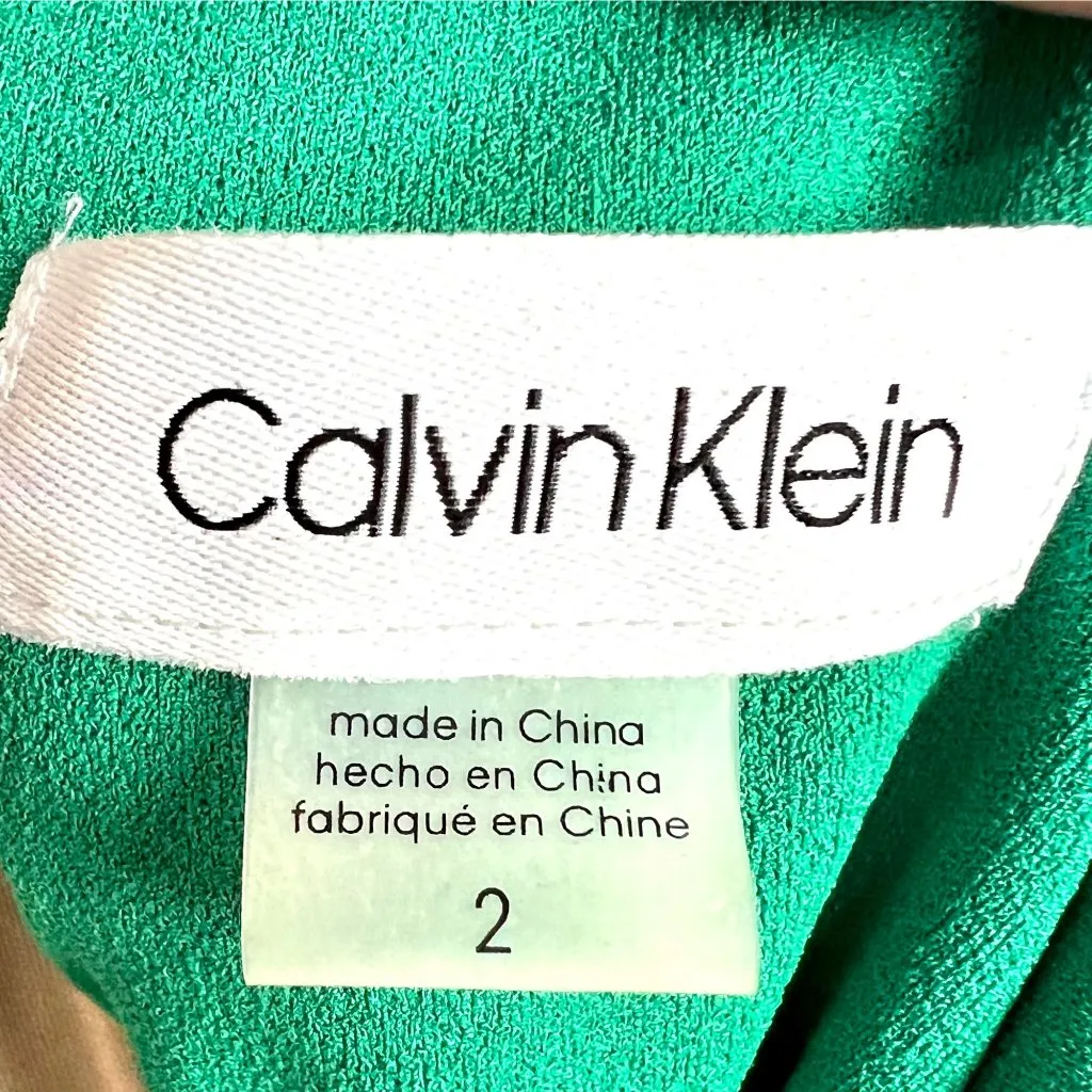 Calvin Klein Emerald Green One-Shoulder Gown Size 2 Ruched Wrap Formal Wear - Image 11