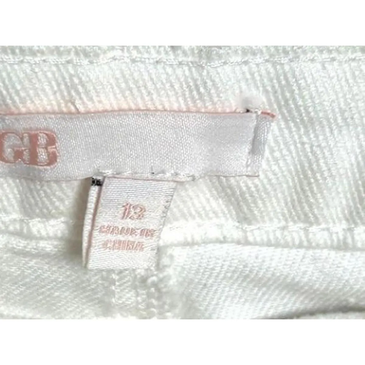 GB Off White Denim Pants Tie Waist Rolled Cuffs Smart Casual Size 31 - Image 3