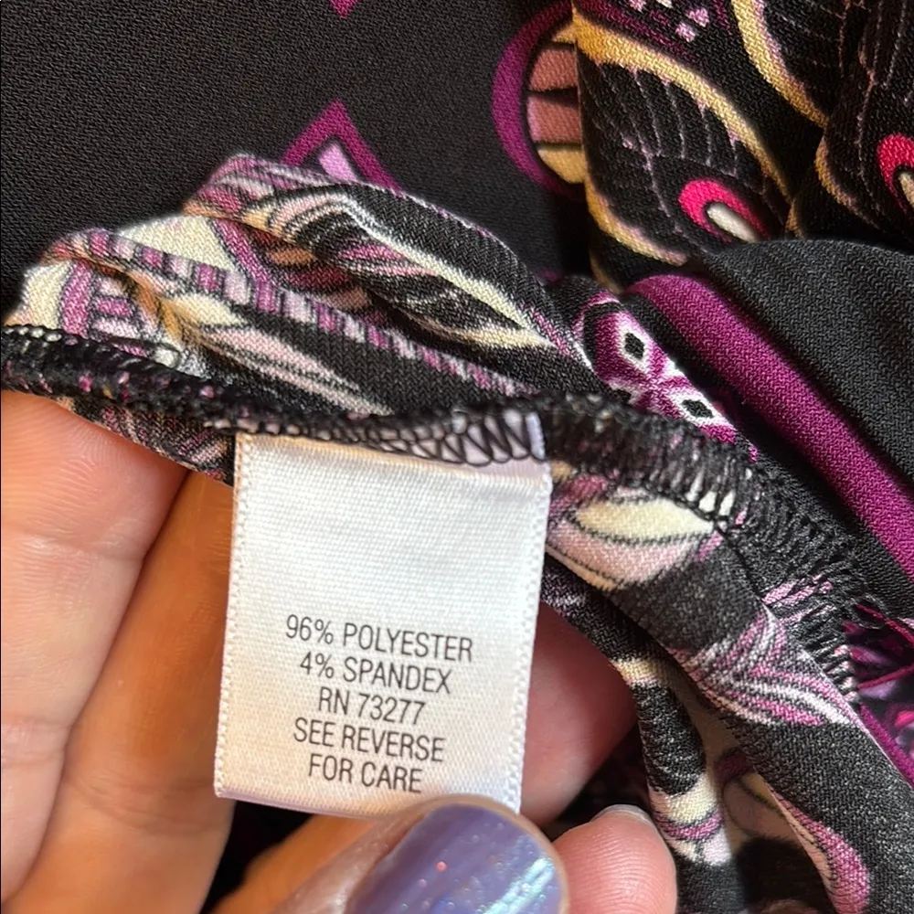 Apt. 9 Size S/M Black Purple Print Halter Shift Jersey Mini Sundress Travel - Image 7