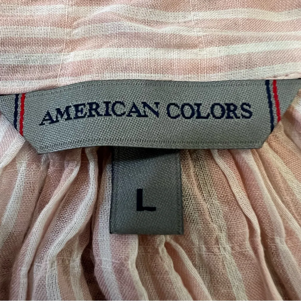 American Colors Pink Stripe 100% Cotton Tunic Top Made in USA Coastal Size L Size L - Image 7
