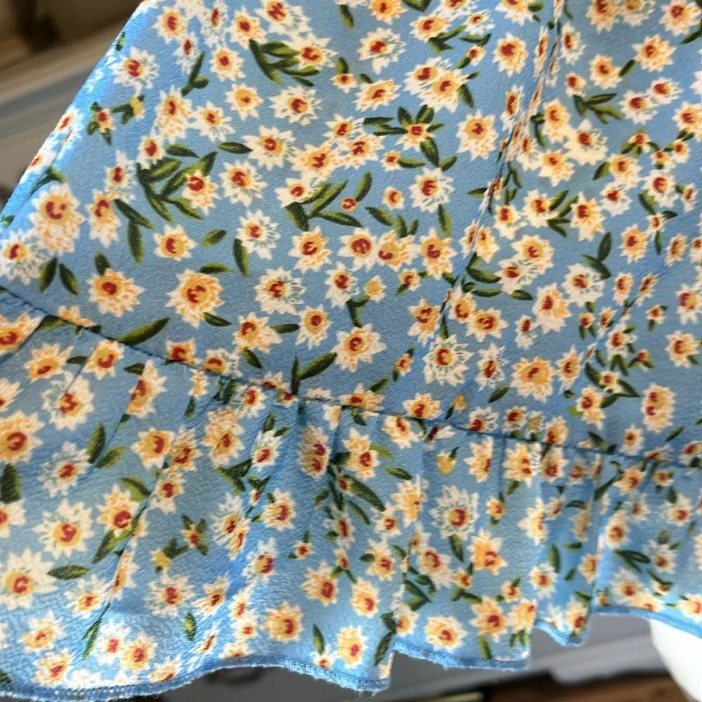 Floral Sky Blue Wrap Skort - Image 5