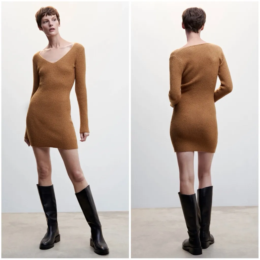 🆕 MNG | Mango Knit Sweater Dress in Camel - Image 3