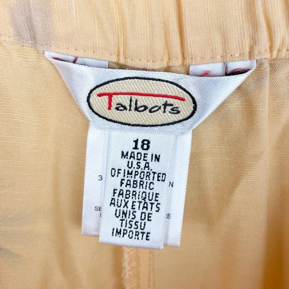 Talbots Vintage 90s Tropical Print Cotton Trouser Pants Pale Yellow Plus Size 18 - Image 6