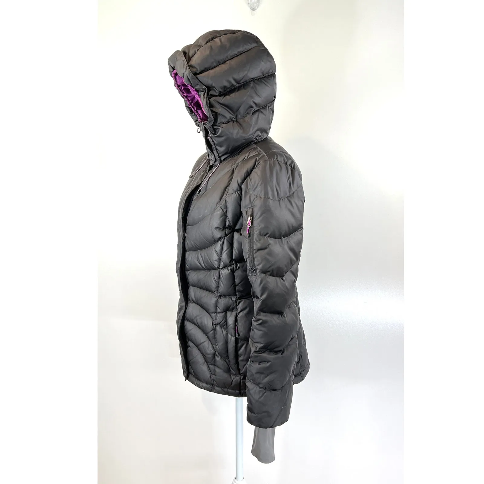 Lands End Down Quilted Puffer Jacket Hooded Black - Image 3
