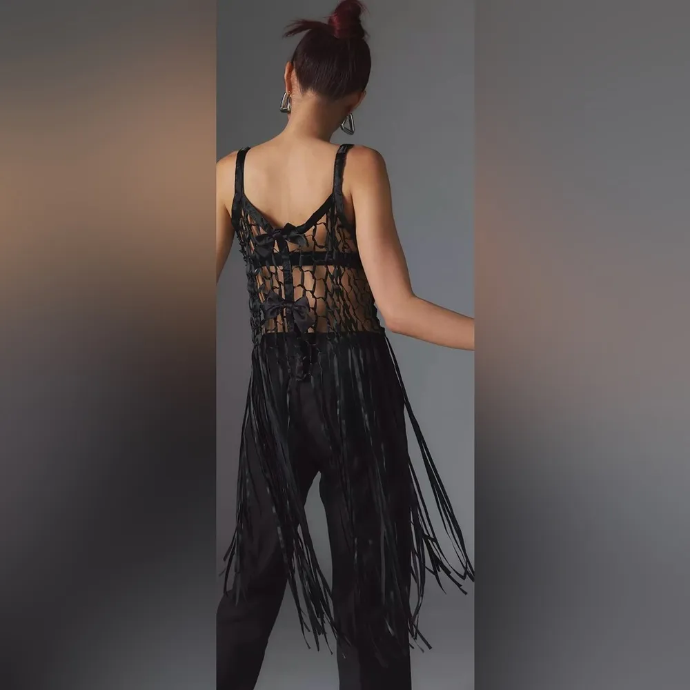 NWT Urban Outfitters Festival Ribbon Bow Fringe Top in Cream - Image 7