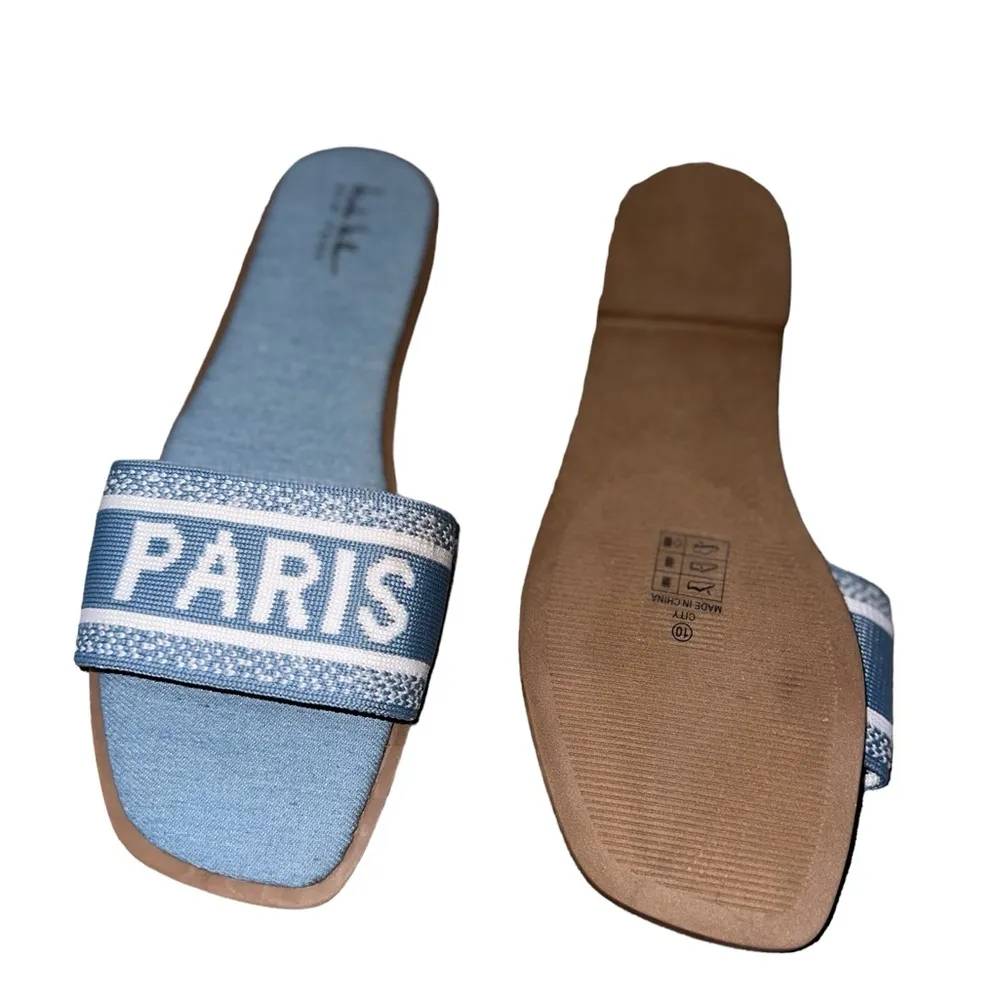NEW NICOLE MILLER Blue CITY PARIS SANDALS  SLIDE - Image 4