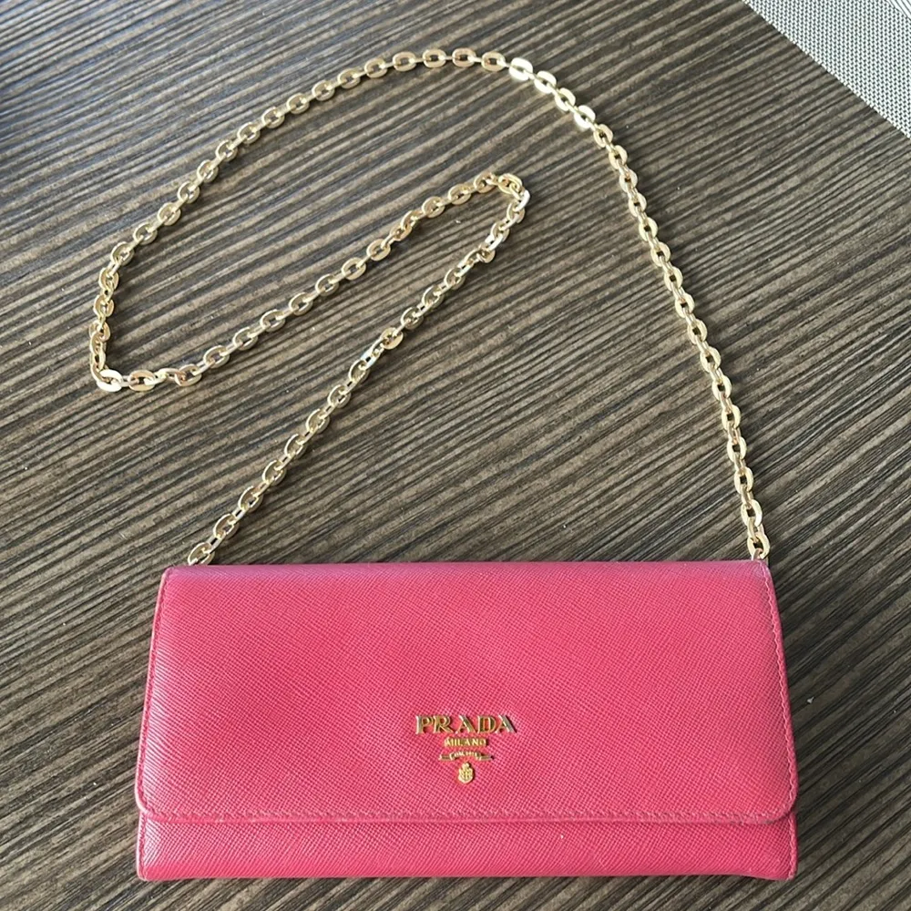 Prada Continental Saffiano Leather Wallet with Chain - Image 14