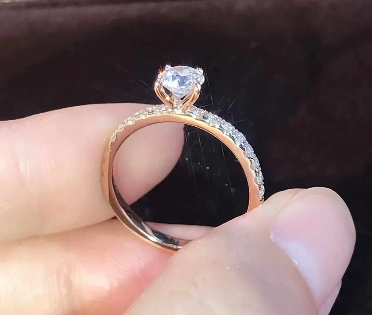 Beautiful Gold Electroplated CZ Ring Size 8 - Image 3