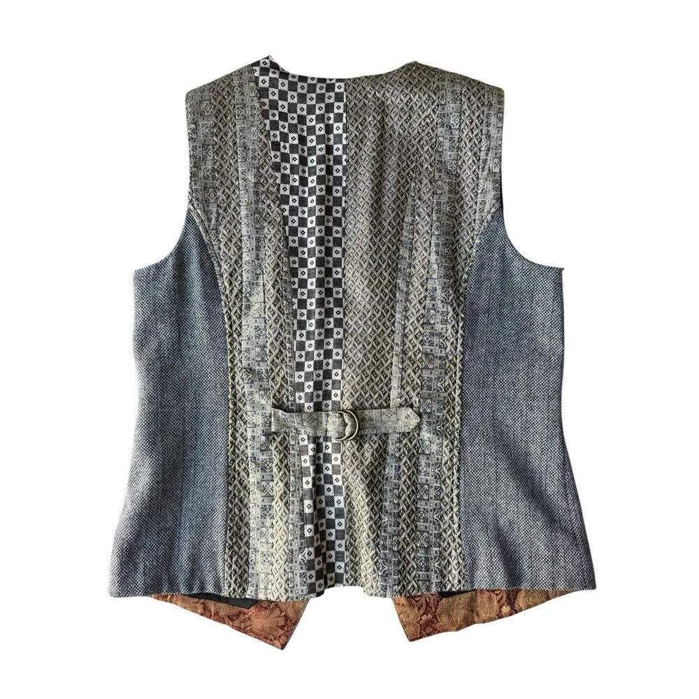 Vintage Chico’s Wool Blend Boho Patchwork Beaded Vest - Image 4