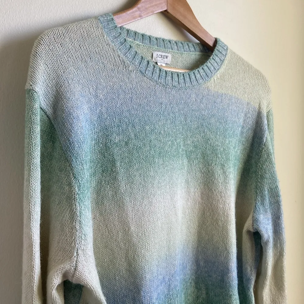 J. Crew Factory Space-dyed crewneck sweater (Sz XL) Blue & Green Ombré Cotton - Image 4