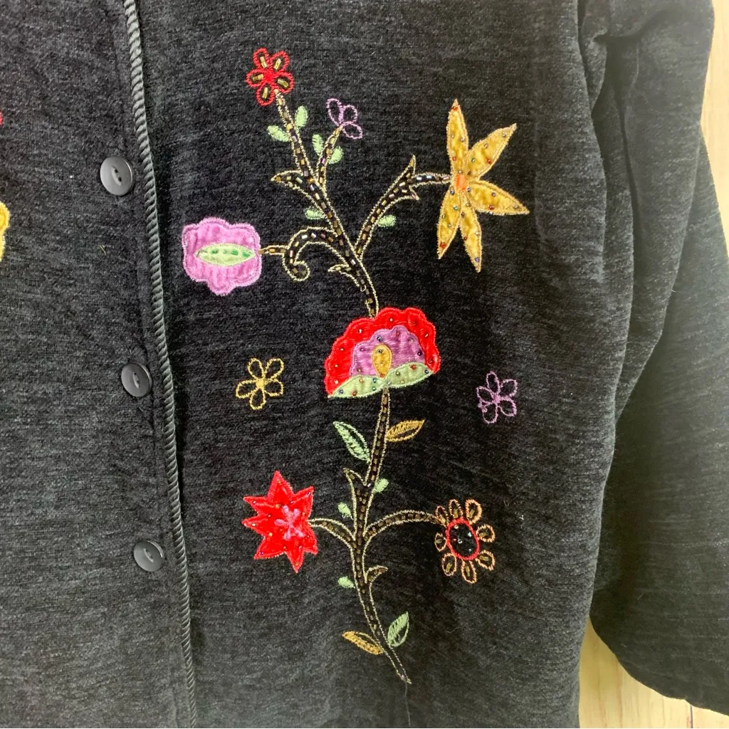 Vintage White Stag Embroidered Black Women's‎ Blazer Jacket - Image 2