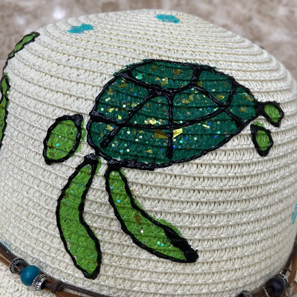 Hand Painted Adjustable Turtle Sun Hat - Image 3