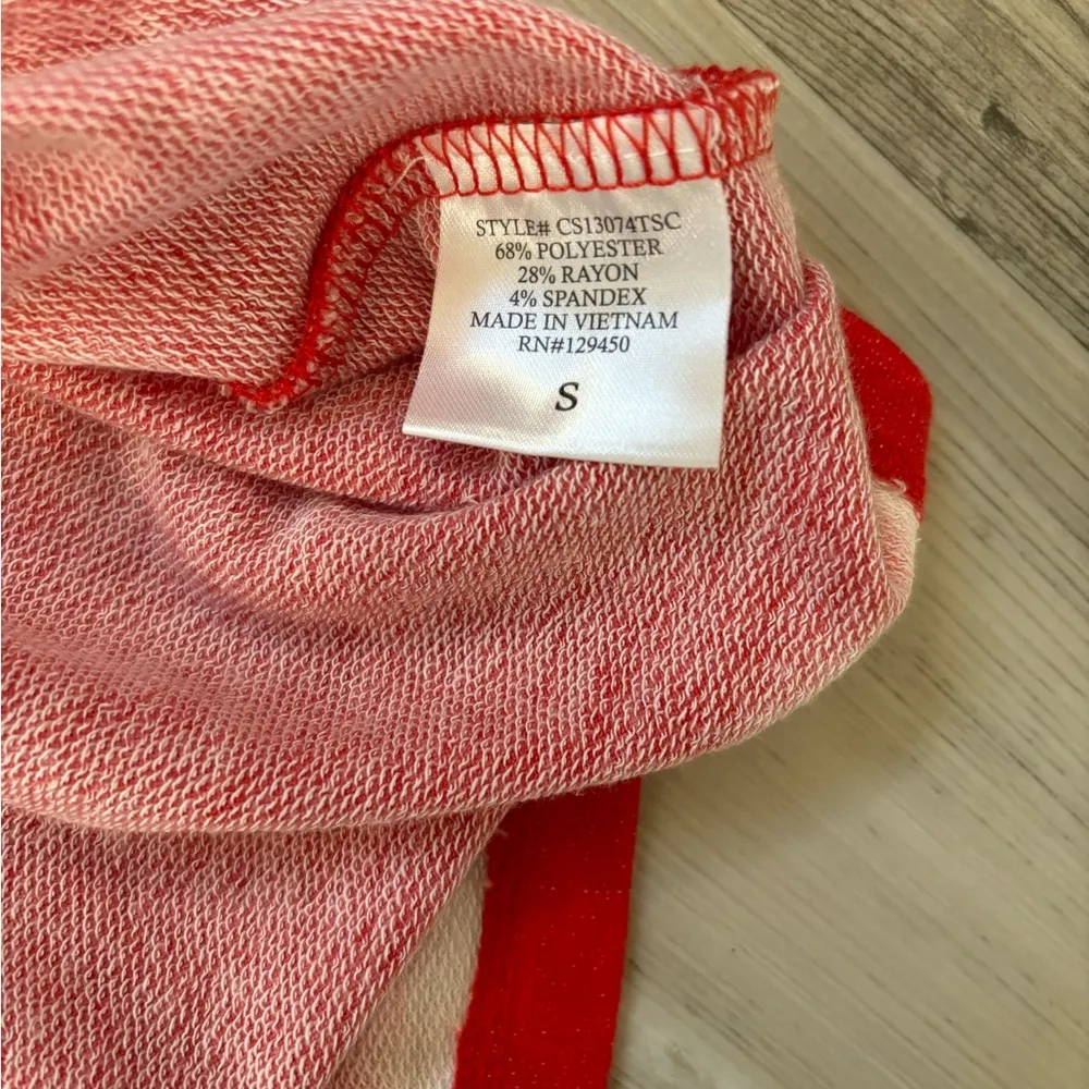 Red and white tie dye short sleeve top #tiedye vintage Como chest 20, length 23 - Image 4