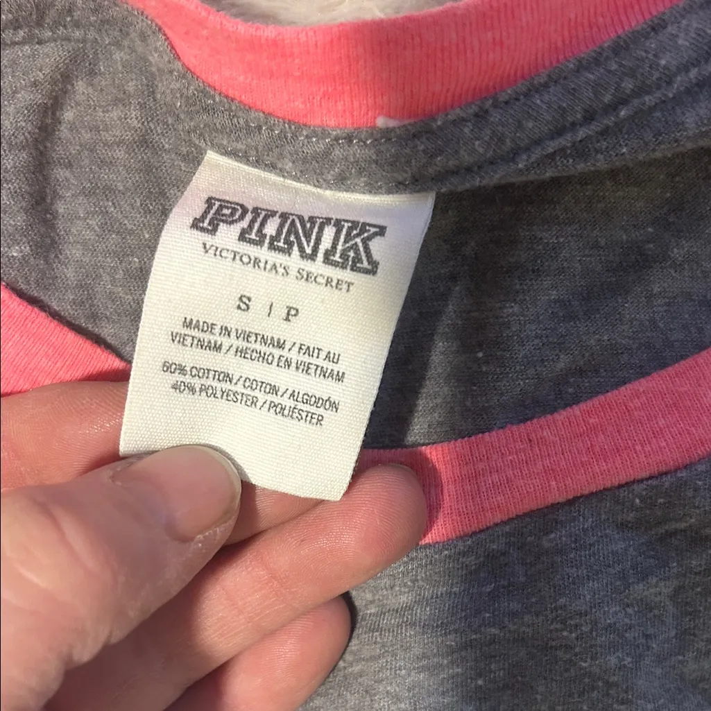 PINK Victoria's Secret Sequin Logo Long Sleeve Tee - Image 2