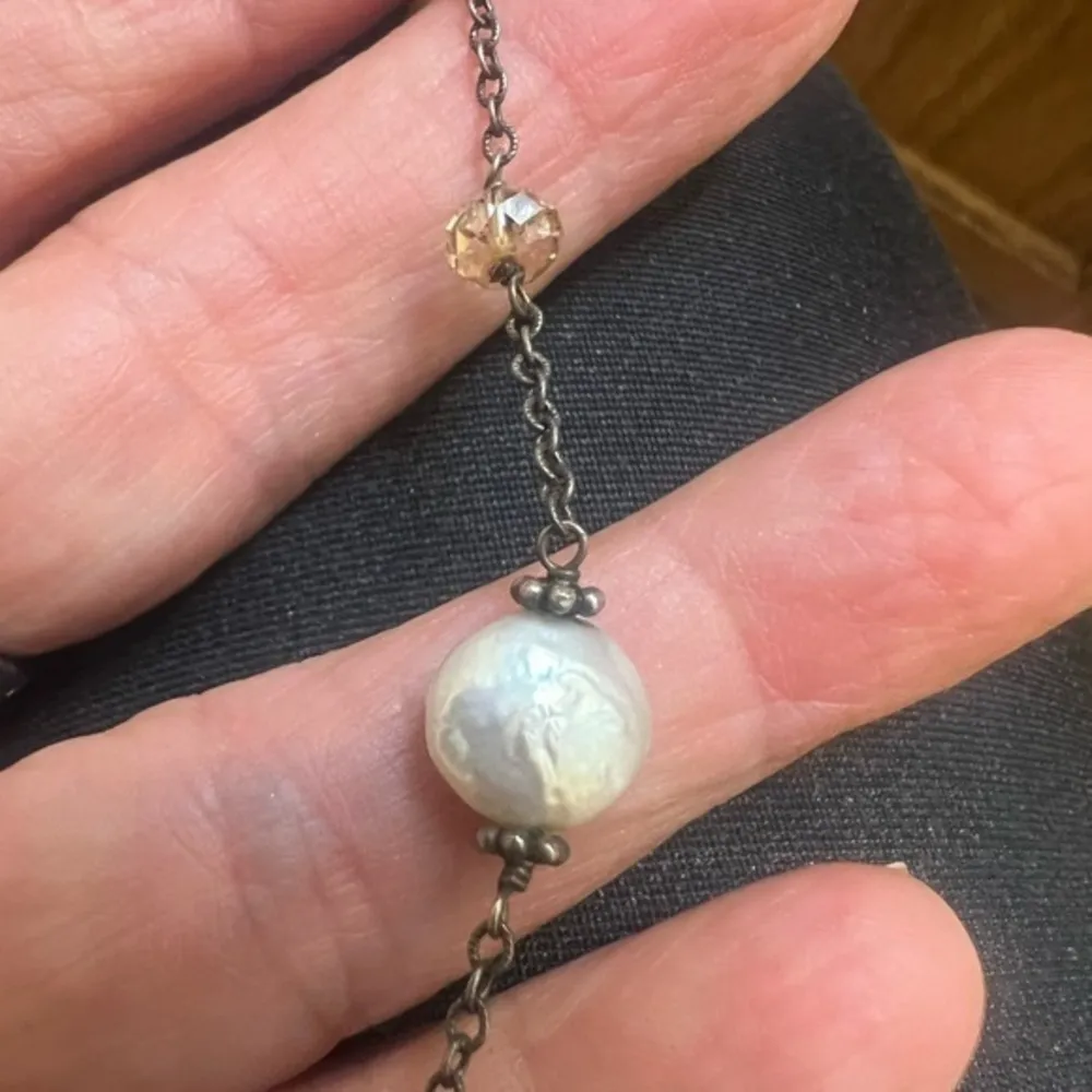 Sterling fresh water‎ pearl and crystal necklace Silver - Image 3