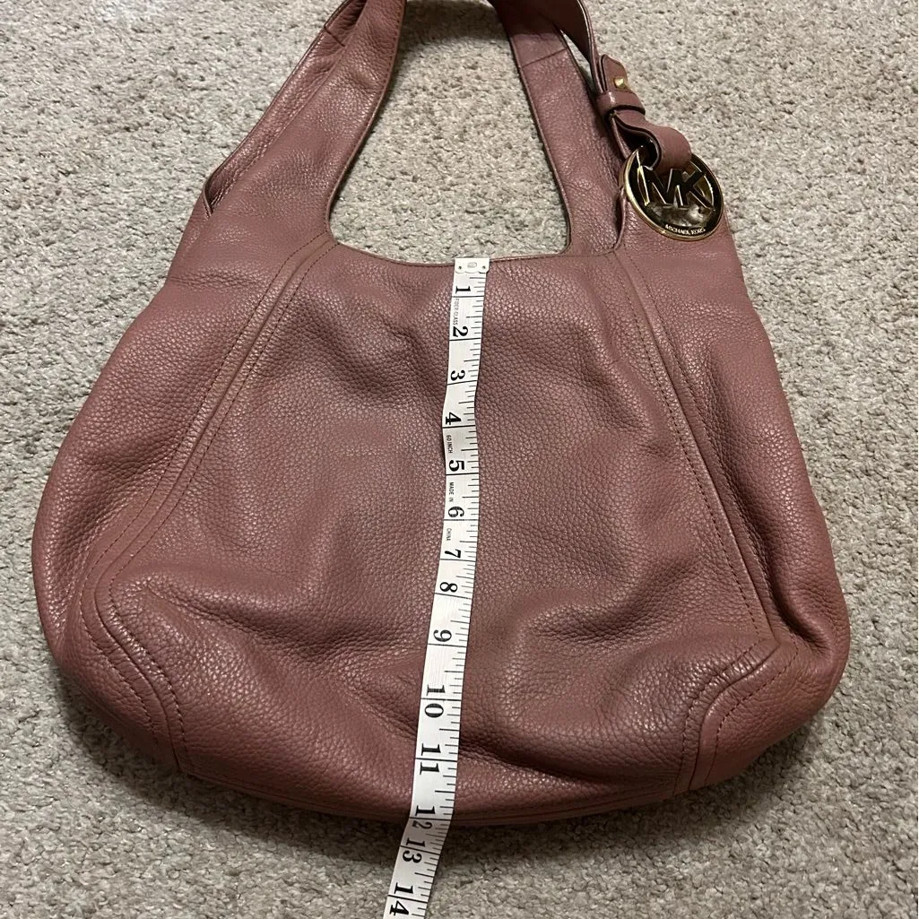 Michael Kors Brown mauve Hobo Bag with Pebbled Leather‎ and MK Charm - Image 11