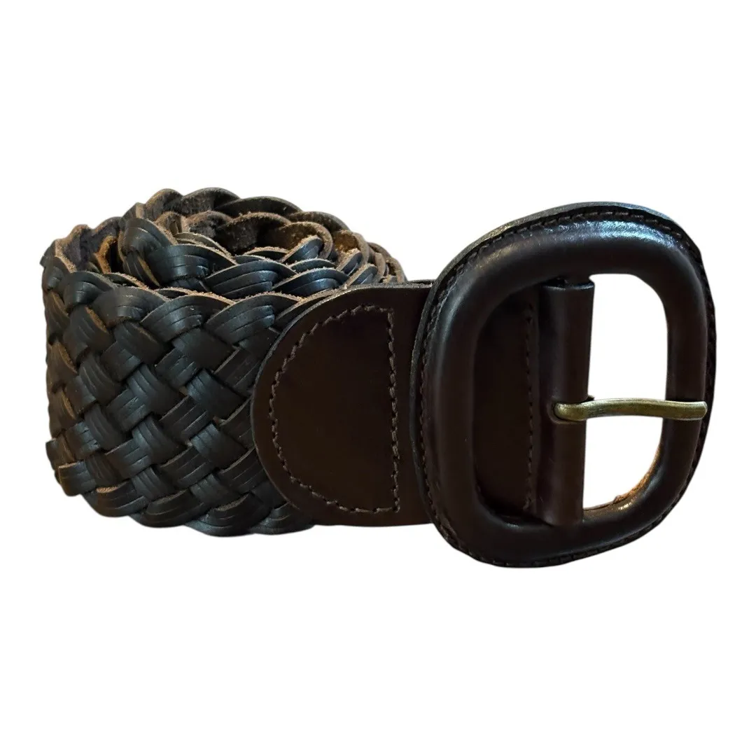 Banana Republic Women's Woven Braided Dark Brown Genuine Leather Belt Size Small - Image 3