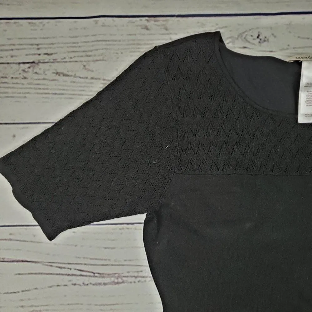 Laundry by Design Black Knit Short Sleeve Mini Dress Women's Size Medium - Image 4