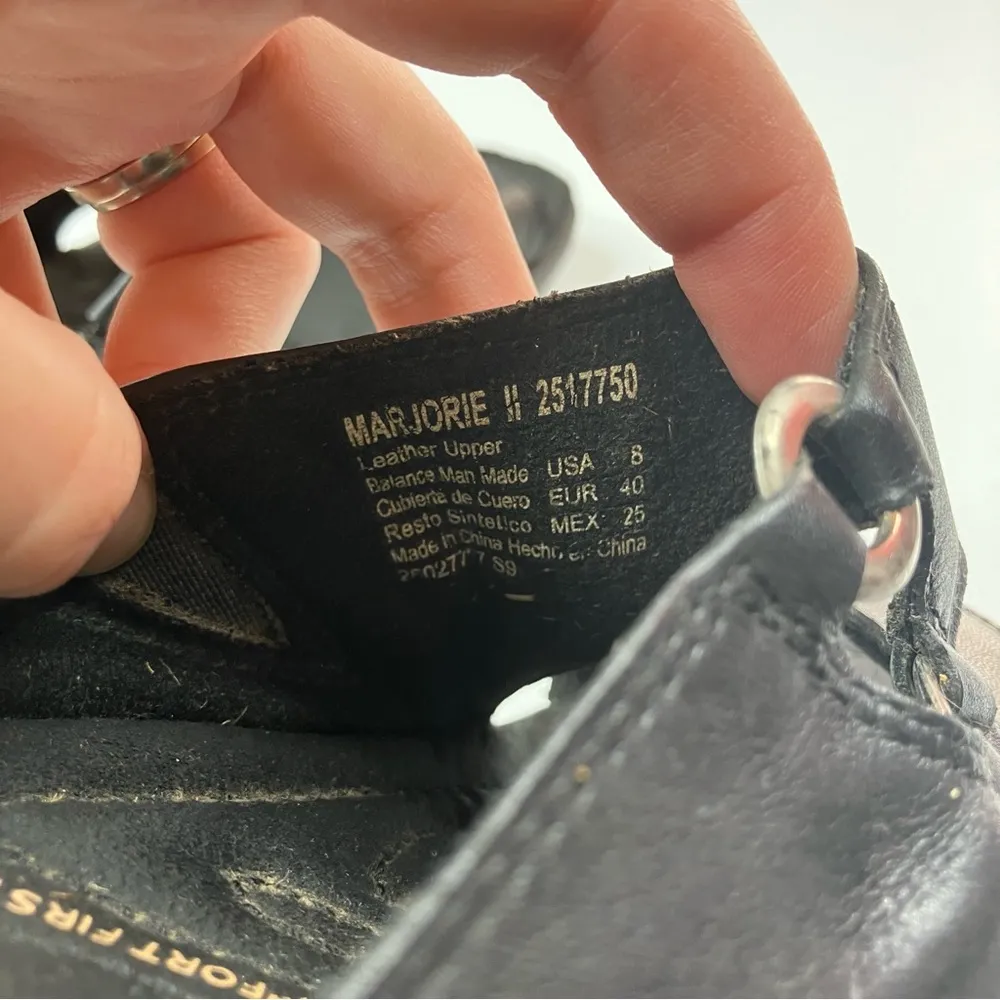 Earth Origins | Marjorie Black Leather Comfort First Chunky Sandal Heel 8 - Image 4