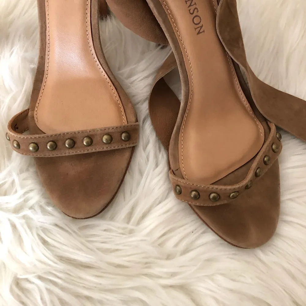 Ulla Johnson Brown Studded Heels Suede Bianca Sandals 37 - Image 6