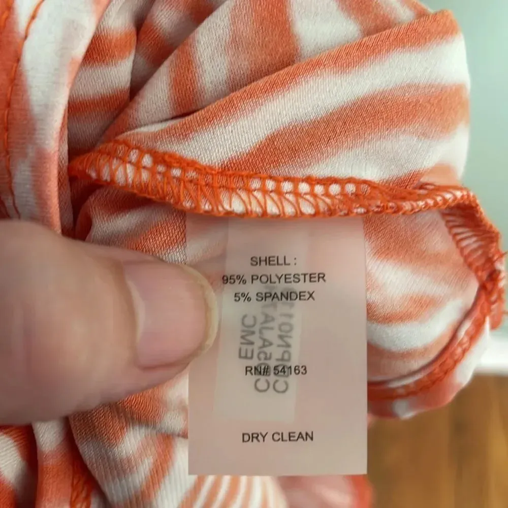 CALVIN‎ Klein Drawstring Sleeveless Jumpsuit Orange size 8 NWT zebra print - Image 8