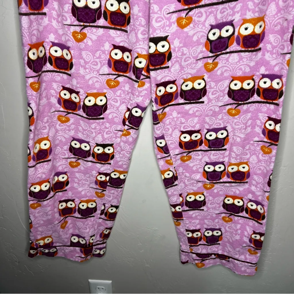 PJ Salvage Happy By Nature Owl Pajama Flannel Pink Purple Set - Image 12
