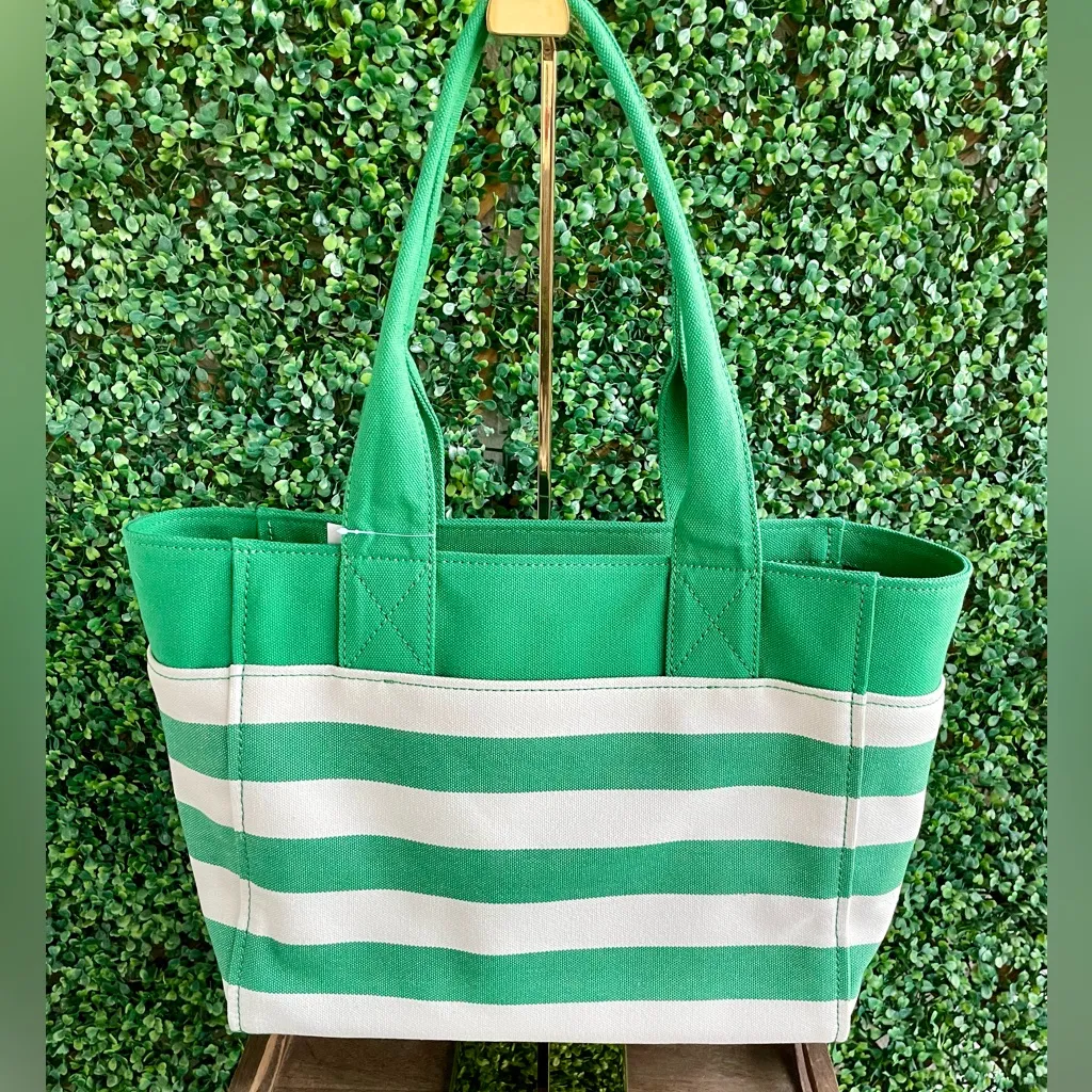 Kate Spade Jett Large Tote | Green Beach Time Stripe | Embroidered Logo | NWT - Image 8
