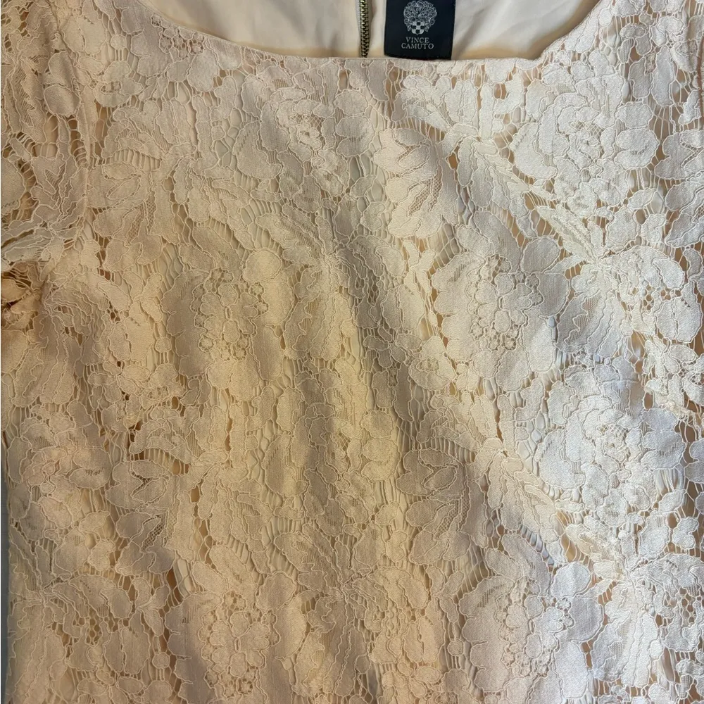 Vince Camuto 3/4 Length Sleeve Lace Dress Sz 6 Shirttail Hem Shift Dress… - Image 12